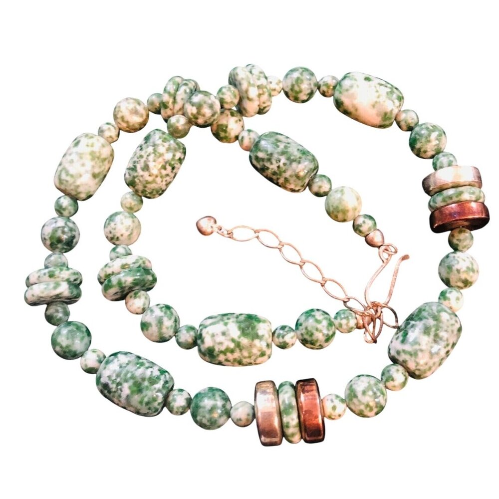 Jay King DTR Green Agate Gemstone Bead Copper Sterling Silver Necklace